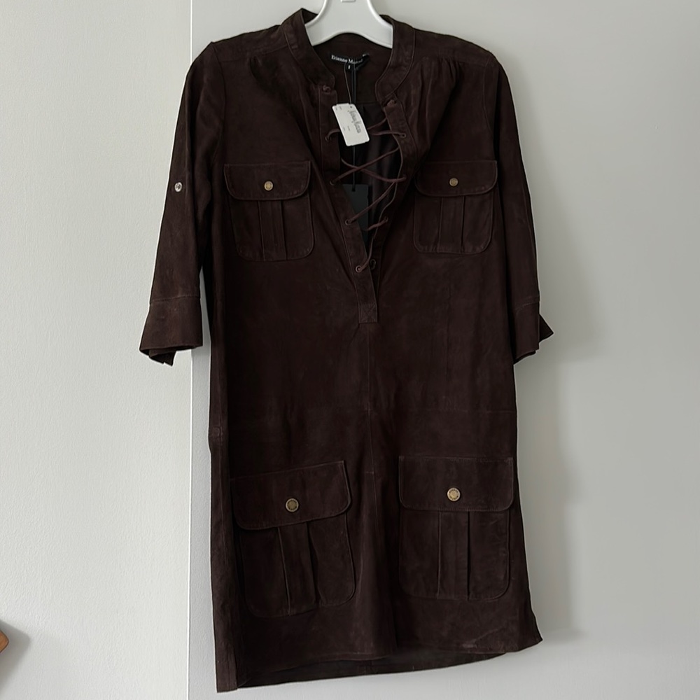 Unworn Etienne Marcel brown suede dress